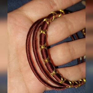 Set Of 3 Gold and Brown Bangle Set